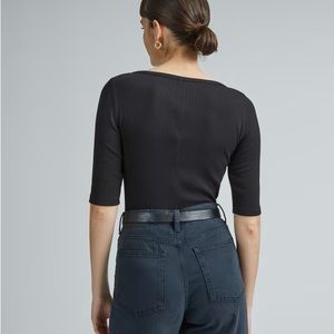 Everlane Lot of 2 The Pima Micro-Rib Scoop Neck Tee Women's Small Black White